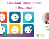 Libro "Regolare le emozioni" di Stefano Canali, con icone di emozioni e il ritratto dell'autore. Il tema è l'autocontrollo.