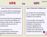 Comparaison entre HPE (haut potentiel émotionnel) et HPI (haut potentiel intellectuel). Les enfants HPE sont sensibles, empathiques. Les HPI ont un QI élevé.