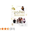 Libro "Harry Potter Crochet Mágico" con amigurumis de personajes como Hagrid, Harry y Dumbledore.