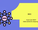 Grafika przedstawia schemat SEO, który pomaga wypełnić content gap. Centralny element to okrąg z napisem "seo", otoczony mniejszymi kółkami.