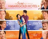 Plakat filmu "The Second Best Exotic Marigold Hotel" z gwiazdami, idealny dla miłośników kina dla seniorów.
