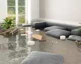 Un salon inondé, un fauteuil renversé, des coussins flottants. Que faire en cas de dégât des eaux ?
