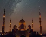 Eine Moschee unter einem sternenklaren Himmel, perfekt für das Laylatul Qadr Gebet.