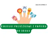 Zabawne kukiełki paluszkowe z papieru do druku: lew, zebra, żyrafa, słoń i hipopotam na dłoni.