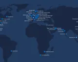 Carte des **azure regions** mondiales, montrant les centres de données disponibles et annoncés.
