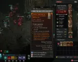Diablo 4: Nekromanta build PL. Postać w zbroi, z szkieletami u boku. Ekran ekwipunku pokazuje spodnie z bonusem do przywołań.