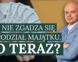Mąż nie zgadza się na podział majątku. Co teraz? Mężczyzna w garniturze i stos banknotów w tle.