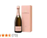 Louis Roederer Rosé Vintage 2014 Champagnerflasche mit passender rosafarbener Geschenkbox.