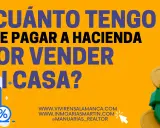 ¿Cuánto tengo que pagar a Hacienda por la venta de un piso? Icono de casa, dinero y porcentaje.