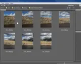Vista previa de fotos de paisajes en Photoshop. Se aprecian varias imágenes de cañones y cielos nublados, listas para ser editadas en un proyecto de panoramica photoshop.