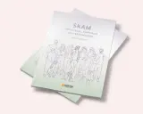 Boken "Skam: Upplevelse, funktion och behandling" av Lina Skantze visar en illustration av en grupp människor och djur, som en visuell guide för att hantera skam.