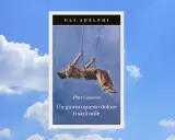 Copertina del libro "Un giorno questo dolore ti sarà utile" di Peter Cameron, con un uomo appeso a delle corde sotto un cielo azzurro.
