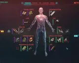 Cyberpunk poradnik: interfejs postaci z widocznym cyberwarem, od systemów operacyjnych po nogi.