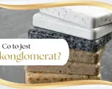 Stos próbek konglomeratu w różnych kolorach i wzorach. Dowiedz się, co to jest konglomerat i jakie ma zastosowania.
