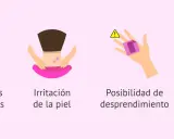 Sangrados leves intermenstruales, irritación, posibilidad de desprendimiento y coste elevado. Me bajo la regla con el parche puesto.