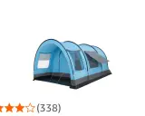 Blått kupoltält med fönster, perfekt för din packlista camping. Ger gott om plats för hela familjen.