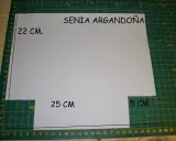Patrón de neceser con medidas: 22 cm de alto, 25 cm de ancho y 5 cm de solapa.