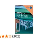 Copertina del libro "Di là dal fiume e tra gli alberi" di Ernest Hemingway, con riflessi sull'acqua.