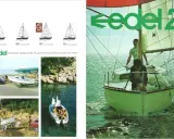 Bateau Edel 2 en mer, deux hommes à bord. Le logo Edel 2 est bien visible.