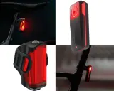 Nowoczesny radar rowerowy w czerwonym kolorze, montowany na sztycy, zwiększa bezpieczeństwo.