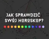 Astrologiczna mapa nieba z symbolami zodiaku i tekstem "Jak sprawdzić swój horoskop?". Domy w astrologii są kluczowe do interpretacji.