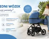 Jak wybrać wózek dla dziecka? Młodzi rodzice spacerują z niebieskim wózkiem, który jest bezpieczny, komfortowy i funkcjonalny.