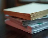 Stosy papieru o różnej gramaturze, jeden z nich ma pomarańczowe brzegi.