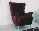 Elegancki, bordowy fotel z aksamitu. Zastanawiasz się, czym wyczyścić fotel z materiału, by wyglądał jak nowy?
