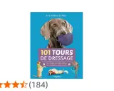 Livre "101 tours de dressage" pour apprendre des tours à son chien. Un Weimaraner tient un coussin dans sa gueule.