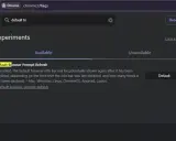 Ekran Chrome://flags z wyszukiwaną frazą "default br" i opcją "Default Browser Prompt Refresh".