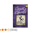 Copertina del libro "Un cavallo per la strega" di Agatha Christie, con un cavallo nero su sfondo viola stellato.