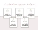 Karty z zadaniami na wieczór panieński: "wymień 3 prezenty na wieczór kawalerski", "wymień 3 członków rodziny Panny Młodej", "wymień 3 ulubione napoje alkoholowe Panny Młodej", "wymień 3 rzeczy, które zdarzyło Ci się zrobić po pijaku", "wymień 3 rzeczy...