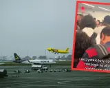 Spirit Airlines, znane jako najgorsze linie lotnicze, na lotnisku. Samoloty na płycie i w powietrzu. W tle tłum pasażerów.