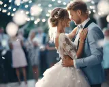 Para młoda tańczy przy świetle lampek. Zastanawiasz się, co zaśpiewać na weselu dla pary młodej?