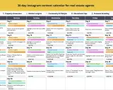 Calendario de contenido de Instagram para agentes inmobiliarios. Planifica tu mes para hacer calendario de publicaciones.