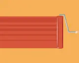Rouleau à peinture appliquant une bande orange vif, comme pour une recette peinture suédoise.