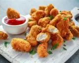 Chrupiące nuggetsy z airfryer, idealne do maczania w ketchupie. Pyszna przekąska gotowa w kilka minut!