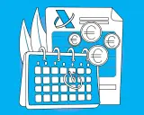 Calendario y monedas de euro sobre un documento, ilustrando que son las retenciones y su impacto financiero.