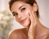 Donna applica crema sul viso. Il primer serve a preparare la pelle per un trucco impeccabile e duraturo.