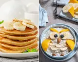 Deliciosos desayunos para niños: tortitas con plátano y avena con forma de búho, ¡una forma divertida de empezar el día!