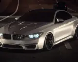 Białe BMW M4 na nocnej trasie, gotowe do wyścigu. To jest najlepszy Need for Speed!
