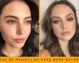Dos looks de maquillaje de noche natural: uno con labios rosados y otro con gloss nude.