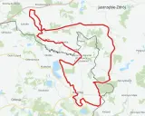 Mapa szlaku turystycznego w okolicy Jastrzębia-Zdroju i Karwiny. Czerwona linia wyznacza trasę idealną na hiking po polsku.