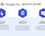 Google Ads : Taux de clic, qualité de l'annonce et page de destination. Optimisez votre Quality Score pour de meilleurs mots clés.