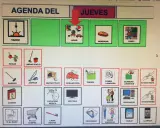 Calendario de rutinas para niños con TDAH: Jueves. Incluye actividades como jugar, merendar, pasear, regar, limpiar, barrer, aspirar, quitar polvo, doblar ropa, tender, poner lavadora, guardar juguetes, leer cuento, escuchar música, ver tele, bailar, o...