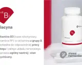 Niacyna co to? Witamina B3, niezbędna dla mózgu i układu nerwowego, poprawia nastrój. Suplement diety w kapsułkach.