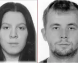Portret dziewczyny Edzi z długimi włosami i obok mężczyzny z zarostem.