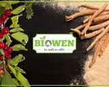 Gałązka wiśni i korzenie, które mogą być ziołami na obniżenie popędu seksualnego. Logo Biowen.