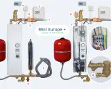 Système de chauffage électrique avec réservoirs rouges et composants pour un rendement optimal.