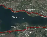 Percorso ciclabile attorno al **lago di Varese**, con indicazioni per Bardello, Gavirate, Biandronno, Calcinate del Pesce, Schiranna, Cazzago Brabbia, Bodio Lomnago e Galliate Lombardo.